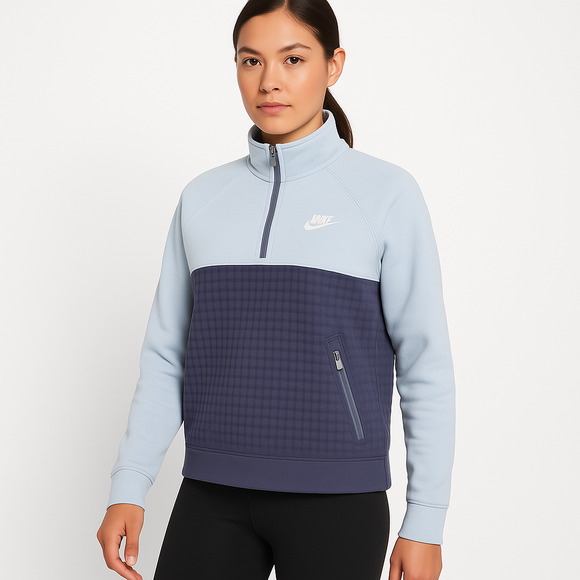 Nike Colorblock Halfzip Nike Logo Long‎ Sleeve Pullover Womens Medium - Picture 1 of 10